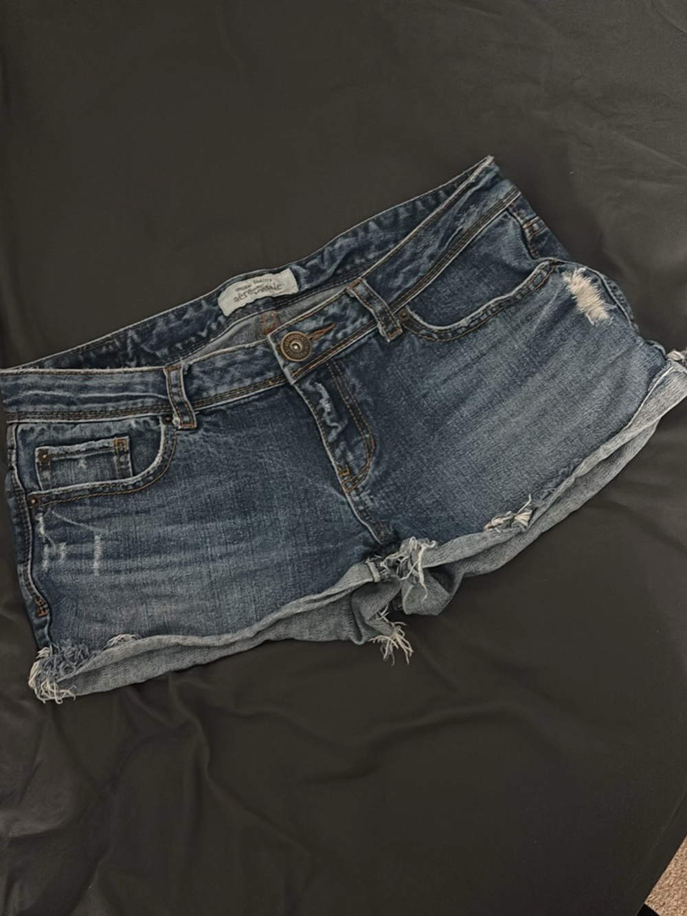 Aeropostale Dark Indigo Distressed Denim Shorts